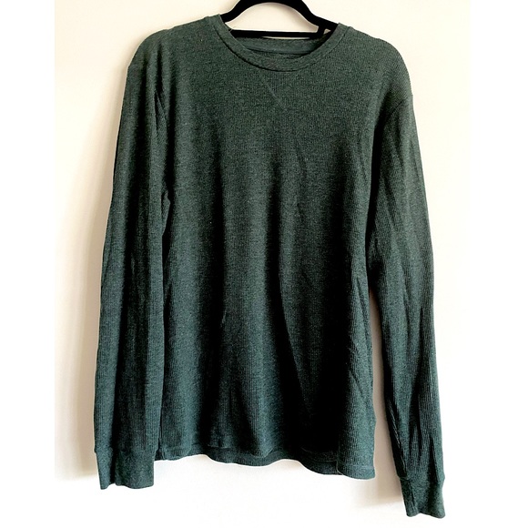 Old Navy Emerald Green Soft Wash Lightweight Knit Waffle Thermal Long Sleeve - L - Picture 1 of 3